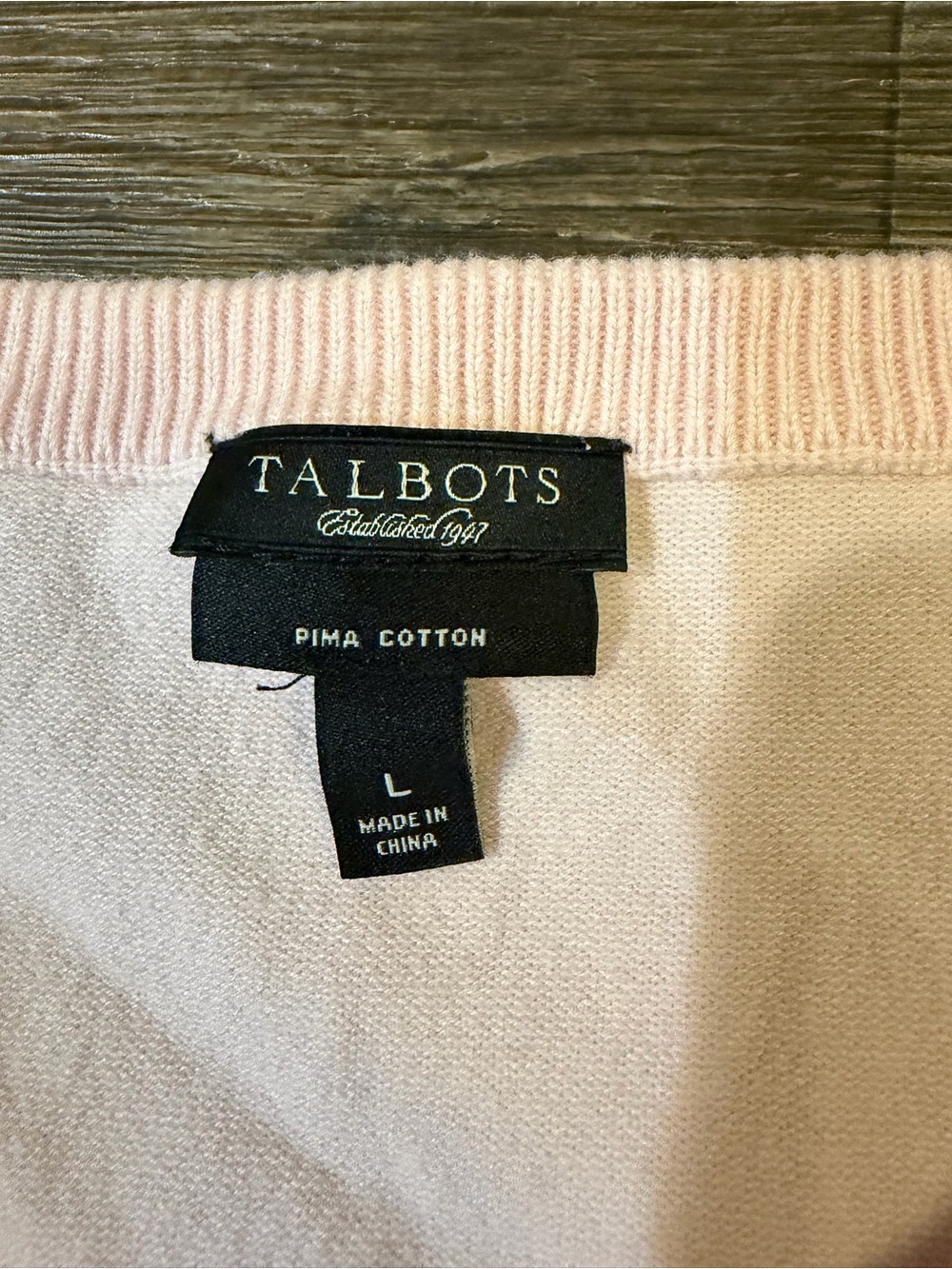 Talbots Women’s Pale Pink Cottagecore Schoolgirl Pima Cotton Cardigan Size Large - Picture 3 of 7